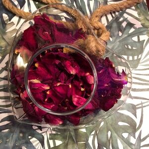 Heart Glass Terrarium with  Pink Petals